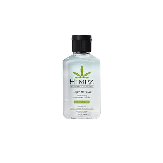 Hempz Triple Moisture Herbal Moisturizing Hand Sanitizer, 2.25 oz. - Scented Antibacterial Gel for Hands - Kills 99% of Germs, Grapefruit Fragranced Antiseptic with Skin Hydration