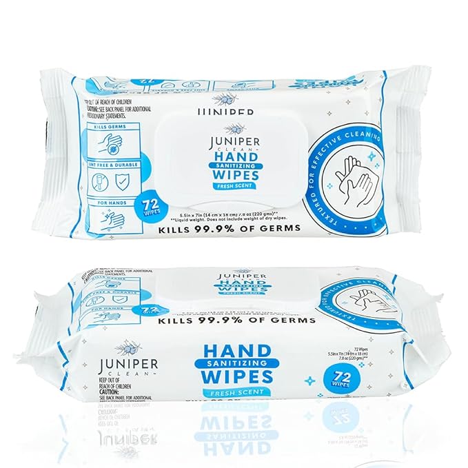 1 Pack Hand Sanitizing Wipes, Alcohol Free 72 Count Disposable Hand Sanitizer Wipes, Fresh Scent, Lint Free & Durable