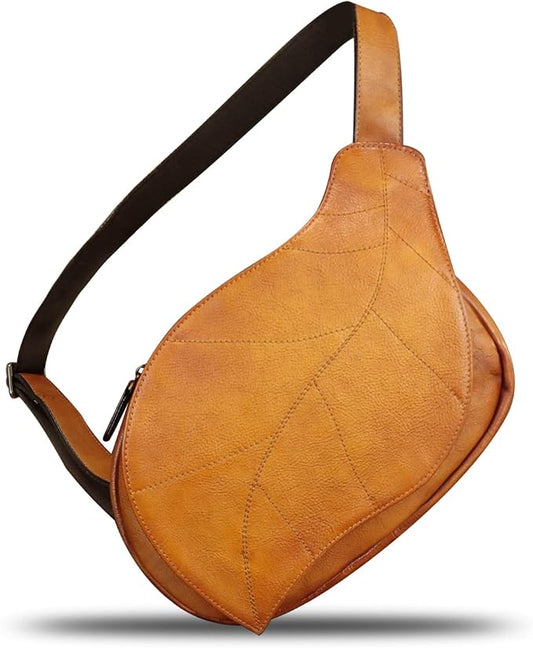 IVTG Genuine Leather Sling Bag for Women Vintage Real Leather Sling Backpack Fashion Shoulder Crossbody Bags Chest Bags