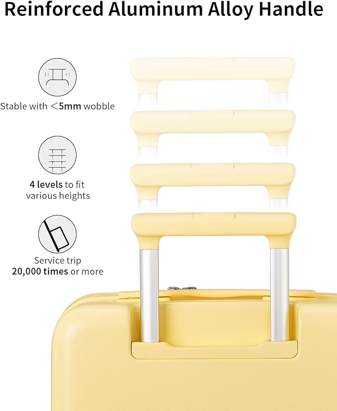 aji Expandable Top Open 26 Inch Checked Luggage with Spinner Wheels, Large Suitcase with TSA Lock, Hardside Travel Luggage Suitcases for Men Women, for 24+Days Travel, Cheese Yellow