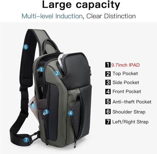 BANGE Sling Bag, Waterproof Men's Chest Bag Shoulder bags Crossbody Sling Backpack for Men……