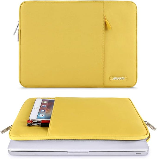 MOSISO Laptop Case 13.3 inch, 13-13.3 inch Laptop Sleeve Compatible with MacBook Air/Pro 13 / Pro 14, HP Dell ASUS Lenovo Notebook, Polyester Vertical Computer Sleeve Bag with Pocket, Yellow
