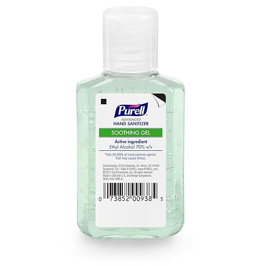 PURELL Advanced Hand Sanitizer Soothing Gel, Fresh Scent, 2 fl oz Travel Size Flip-Cap Bottle (Pack of 6), 3156-04-EC