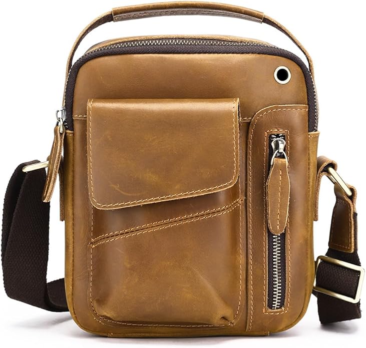 NIUCUNZH Genuine leather man purse mens crossbody sling bag small messenger shoulder Satchel