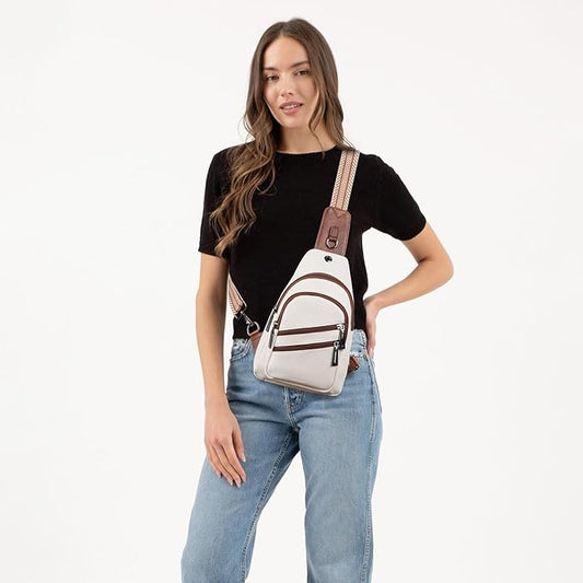 Sling Bag for Women Crossbody Purse Leather Crossbody Bag Fanny Pack Chest Pack for Travel Everyday Vacation