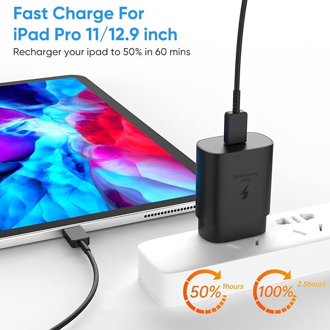 Super Fast Charger Type C, 25W USB C Wall Charger Fast Charging for Samsung Galaxy S24 Ultra/S24/S24+ /S23 Ultra/S23 /S22 Ultra/S22/S21 Ultra/S20 /Note 10 20 with 8ft Type C Charger Cord 2Pack