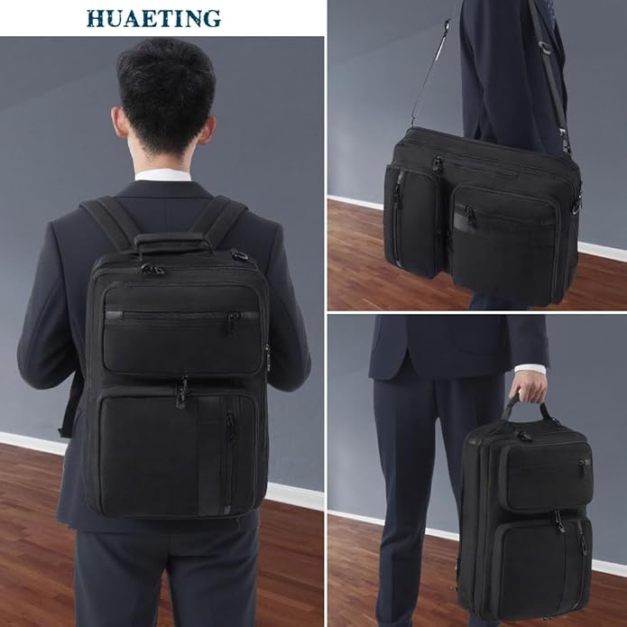 3 in 1 Laptop Bag for Men 17.3 Inch Laptop Backpack Computer Bag for Business/Work/Travel Convertible Backpack Messenger Shoulder Bag for Men Women Black