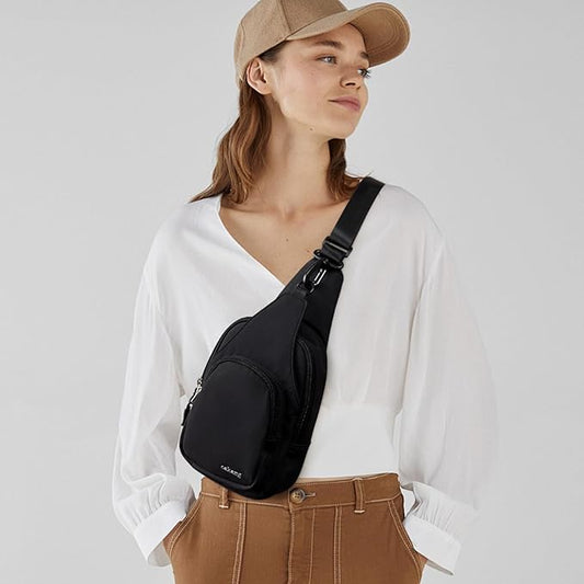 Womens Sling Bag Crossbody Bags for Women Vegan Leather Sling Backpack Daypack Fanny Pack Crossbody Purse Travel