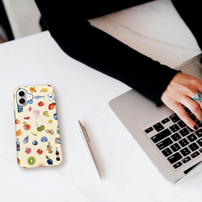 DAIZAG Case Compatible with iPhone 16,Fit Shockproof Cover for Women Girls,Fruit Flower Seashell Aesthetic