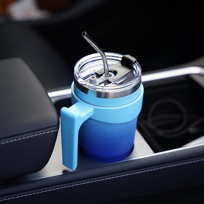 BJPKPK 10 oz Tumbler With Handle And Straw Stainless Steel Insulated Tumbler Cups For Water Or Ice Coffee,Lavender Green