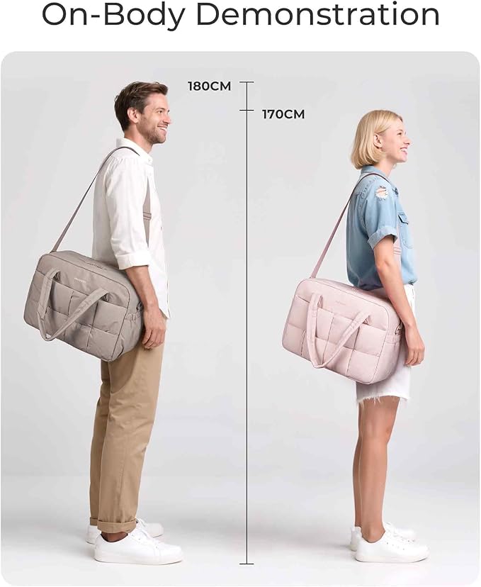 BAGSMART Gym Bag for Women, 24L Puffer Travel Duffle Bag for Travel with Laptop Compartment, Weekender Bags for Women, Carry On Duffel Bag Personal Item Bag, Mist Purple