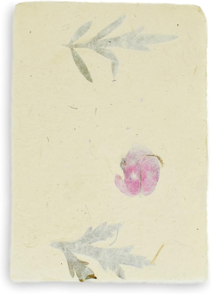 Handmade Lokta Card Stock 5x7 Inch Deckle-Edge Paper with Bougainvillea Petal and Titepati Leaves. for Vintage Stationery, Printing, and Decorative Invitations (50 Sheets, Forest Wanderer)