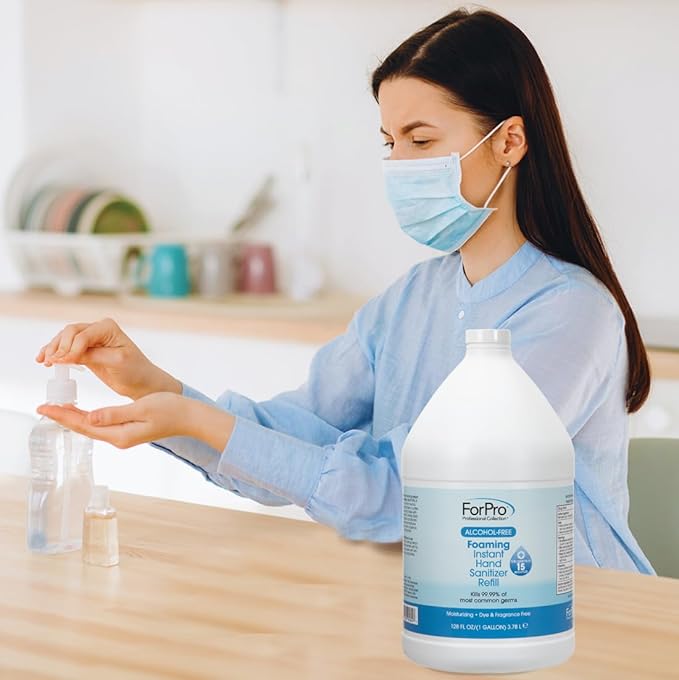 ForPro Professional Collection Alcohol-Free Foaming Instant Hand Sanitizer, Moisturizing, Dye and Fragrance Free Sanitizer, 1 Gallon Refill