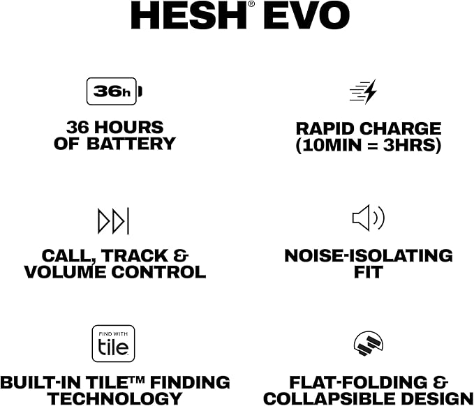 Skullcandy Hesh Evo Wireless Headphones with Charging Cable, 36 Hr Battery, Microphone, Works with iPhone Android and Bluetooth Devices - Bone