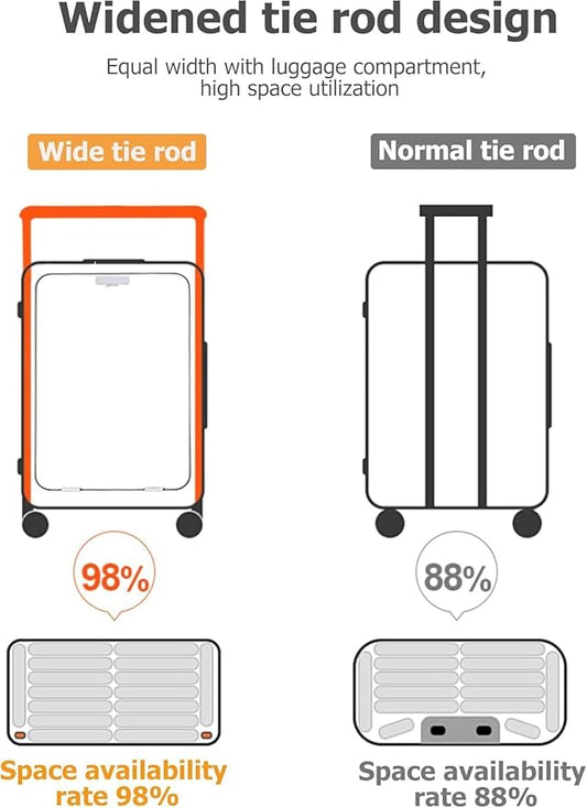 feilario 20" Aluminium Frame Hardside PC Carry on Luggage - Wide Handle Double Spinner Wheels Suitcase with TSA lock