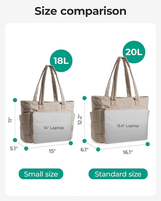 BAGSMART Tote Bag for Women, Lightweight Puffy Tote Bag with Compartments Shoulder Bag Handbag for Travel, Work, Gym