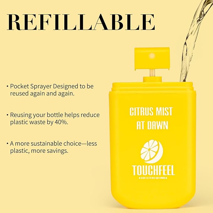 Power Mist Hand Sanitizer Spray, Scented Hydrating Hand Sanitizers Travel Size Refillable, Pocket Portable 3-Pack (Citrus mist at dawn) 0.93Fl Oz 460-Sprays Each
