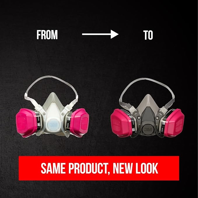 3M P100/OV Odor/Particulate Multi-Purpose Reusable Respirator 65021, Medium Size, NIOSH-APPROVED Organic Vapor Cartridge & P100 Rated Filters, Flexible, Thermoplastic Faceseal For Comfort (65021H1-DC)