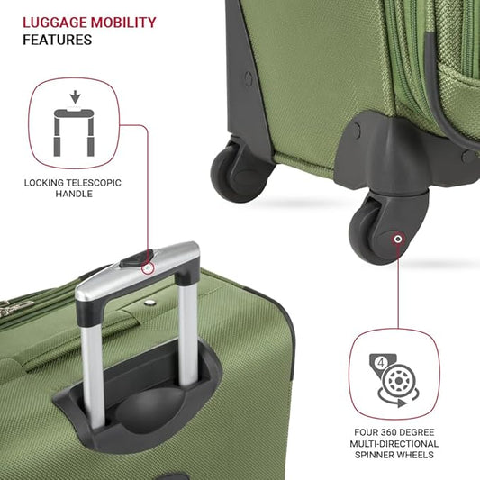 SwissGear Sion Softside Expandable Luggage, Evergreen, Checked-Large 29-Inch