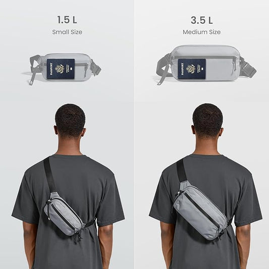 tomtoc 1.5L Sling Bag with RFID Blocking, Crossbody Bag Minimalist Chest Shoulder Pack for Men and Women, Water-resistant Lightweight Casual Waist Fanny Pack for Travel, Daily Use