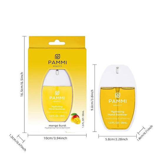PAMMI Hand Sanitizer Spray Travel Size - Mini Scented Hand Sanitizer Spray Quicky Dry, Pocket Scented Hand Saniztier - 600-Sprays (2 Packs (Mango))