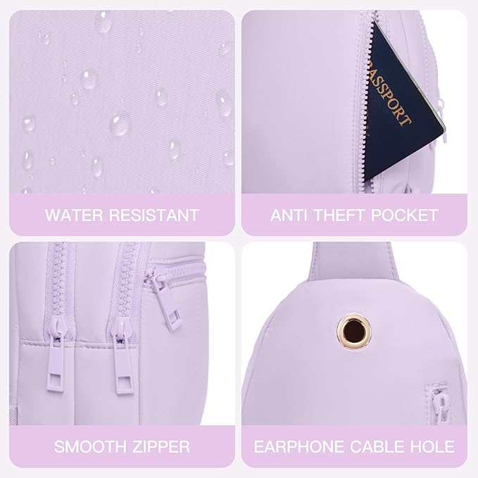 Quilted Puffer Crossbody Bags for Women Small Puffy Sling Bag Lightweight Cross Body Bubble Purse Shoulder Bag for Travel (Lavender)