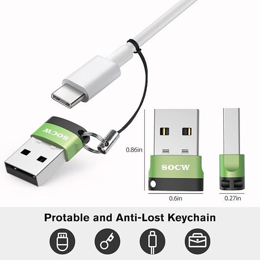 USB C Female to USB Male Adapter 2.0 (LightGreen, 4 Pack)