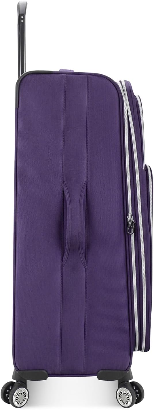 Traveler's Choice Lares Softside Expandable Luggage with Spinner Wheels, Purple, Checked 30-Inch