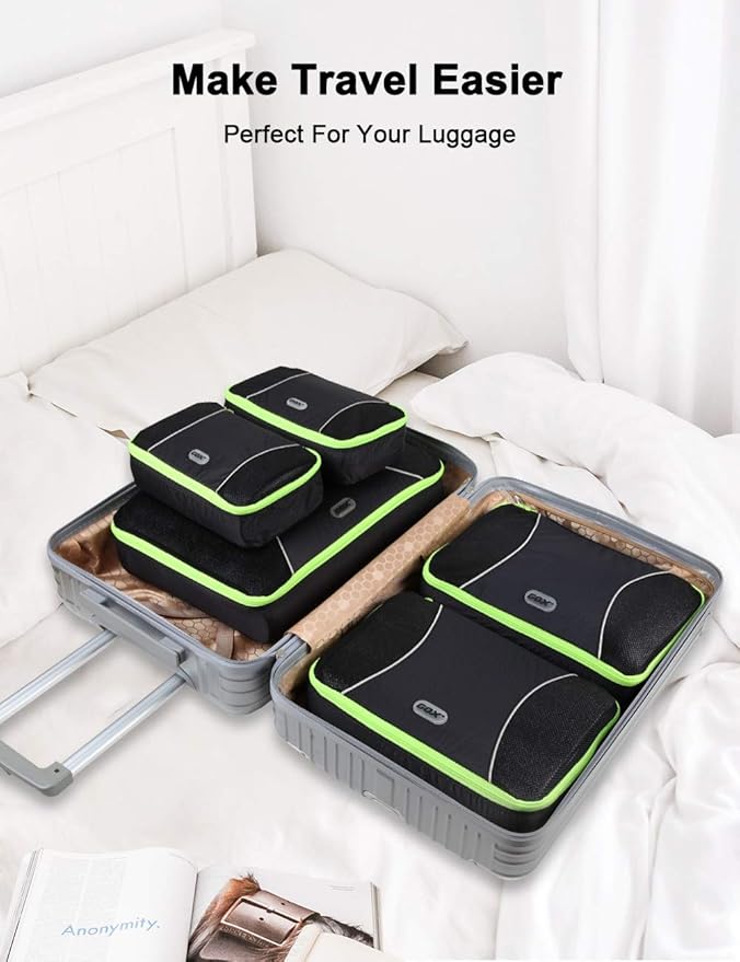 GOX Ultra Light 5 piece Packing Cubes Travel Luggage Organizer 1 Large 2 Medium 2 Small