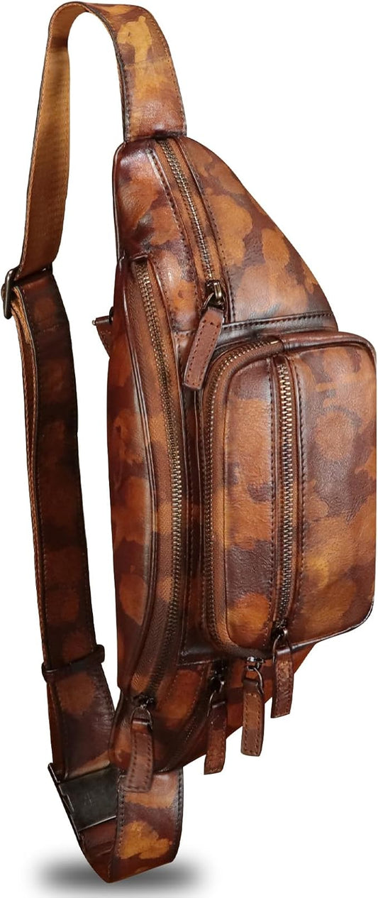 Genuine Leather Fanny Pack for Women and Men Vintage Handmade Leather Waist Bag Sling Bag Backpack Purse Crossbody Bags (Multicolor)