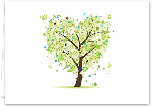 Seasons of Life Note Card Assortment Pack/Set Of 24 Greeting Cards And White Envelopes / 4 7/8" x 3 1/2" Cards Featuring 4 Seasonal Tree Designs