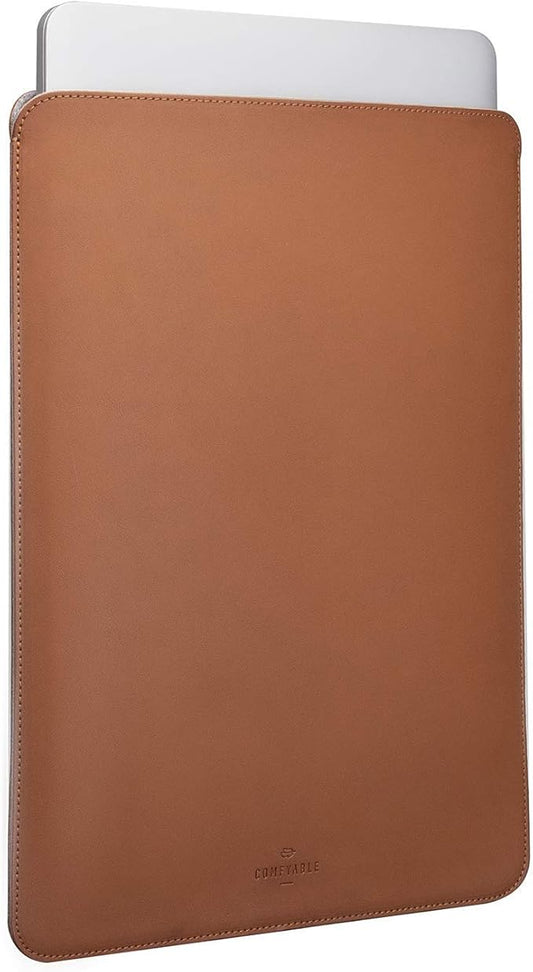 Comfyable Slim Laptop Sleeve 16 Inch Compatible for MacBook Pro 16-Inch M4 M3 M2 Pro/Max 2024, Faux Leather Protective 16-in Mac Cover Case, Brown