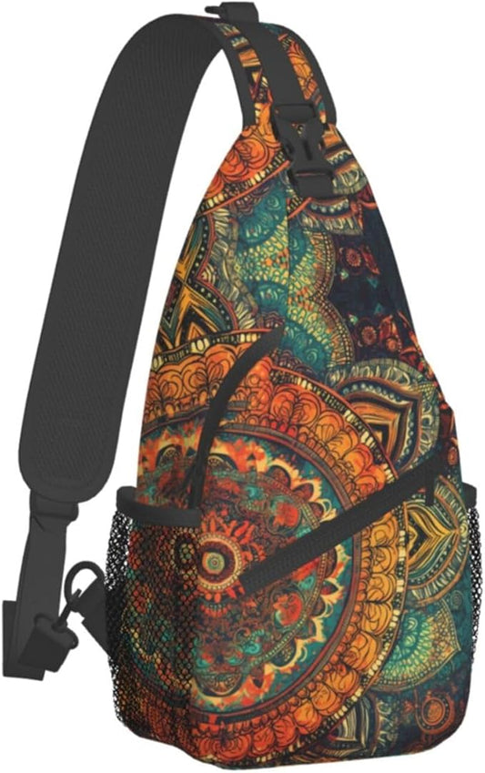 Mandala Sling Backpack Chest Bag Crossbody Shoulder Bag Gym Cycling Travel Hiking Daypack For Men Women