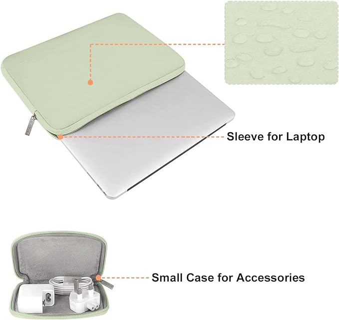 MOSISO Laptop Case 15 inch, 15 inch Laptop Sleeve Bag Compatible with MacBook Air 15 M4 A3241 M3 A3114 M2 A2941 2025 2024 2023, Dell XPS 15, Neoprene Computer Sleeve Bag with Small Case, Sage Green