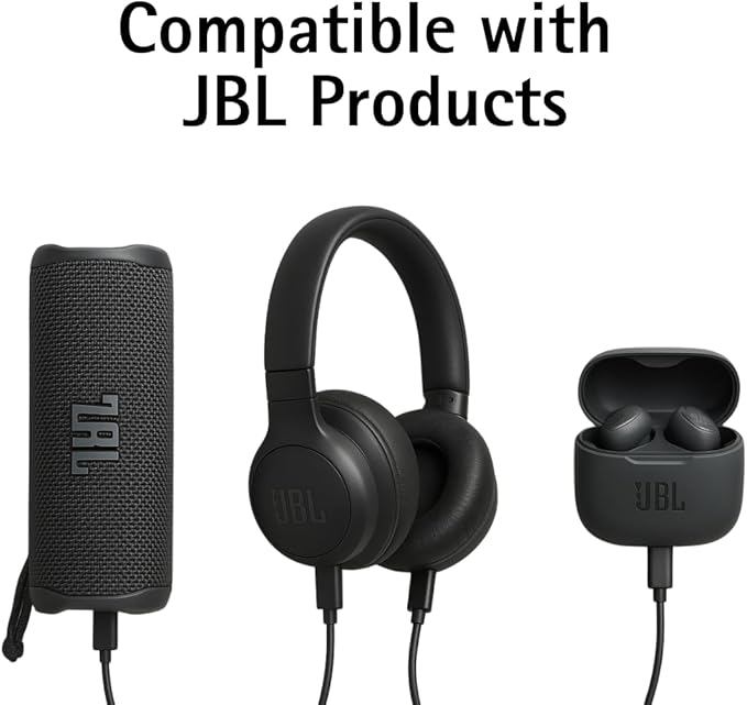 65W USB-C Power Supply Compatible with JBL Wireless Bluetooth Speakers & Earphones - JBL Charge 4/5/6, Flip 5/6/7, Pulse 4/5, Clip 4/5, GO 3/4, JRPOP, Extreme 4, Vibe Beam, Endurance Peak