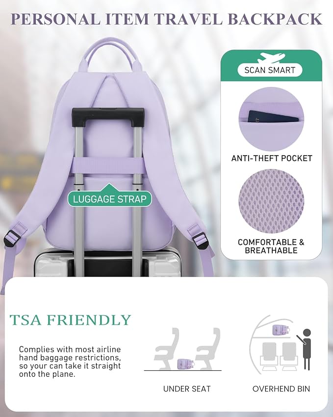 Cute Backpacks for Girls, Big Student Laptop Bag for College Women Middle High School Teens Designer Bookbag Purse Daypack Travel, Purple