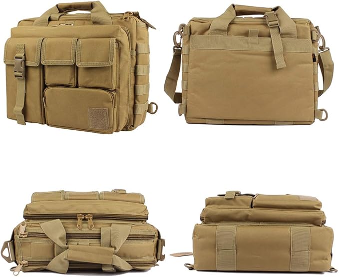 GES Tactical Briefcase, 15.6" Men's Messenger Bag Military Briefcase for Men, Khaki