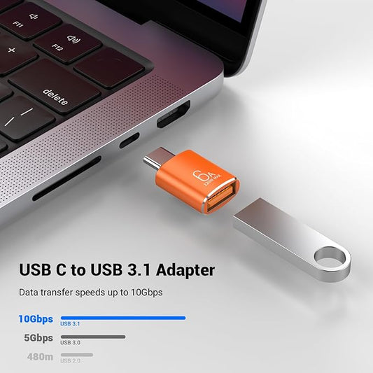 8 Pack 10Gbps/120W Type C Male to USB Female OTG Adapter, Orange USB C to USB3.1 Adapter for Smartphone, PC, Laptop, Tablet, Keyboard etc.