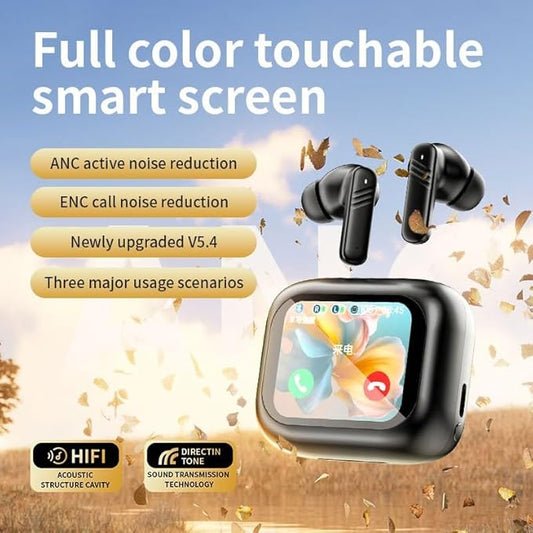 Real Time Translation Earbuds Noise Reduction Full-Color Touch Screen Wireless Bluetooth Earphone