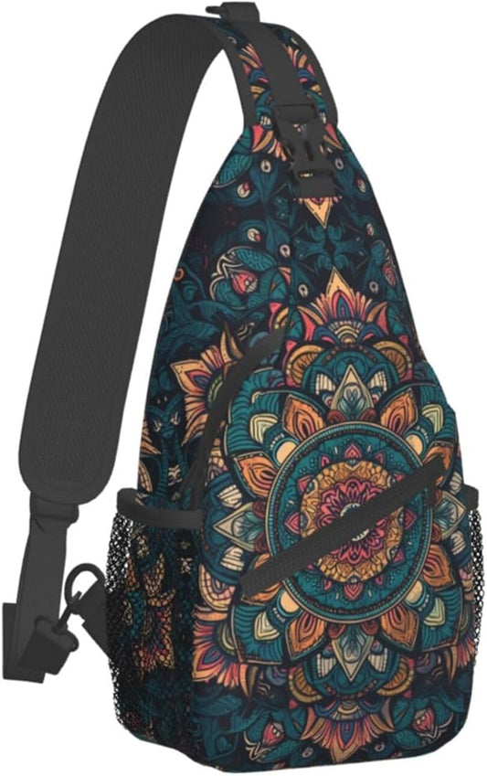 Mandala Sling Backpack Chest Bag Crossbody Shoulder Bag Gym Cycling Travel Hiking Daypack For Men Women