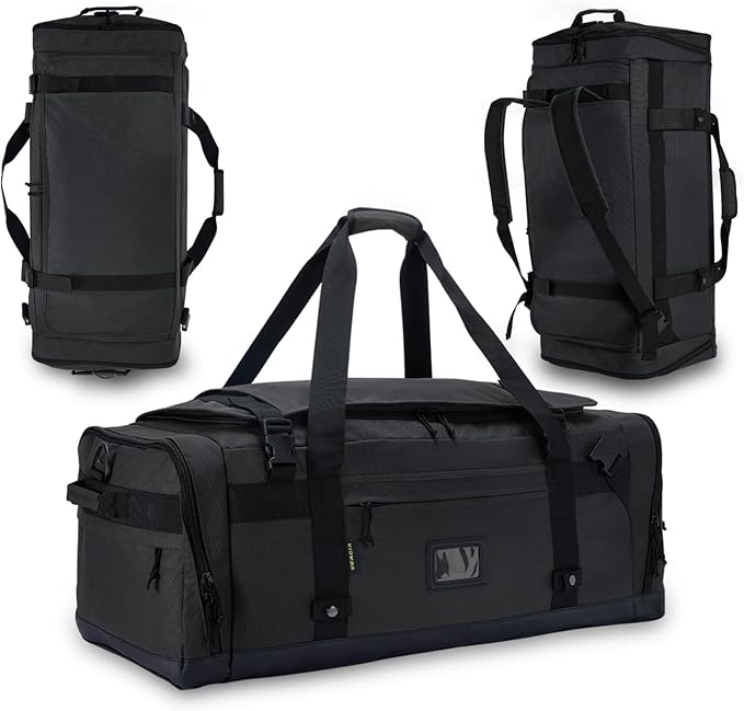 Large Duffle Bag for Travel - Men & Women, Foldable Gym Duffle Backpack, Heavy Duty Tactical Military Canvas Duffel Bags, Extra Big Carry On with Shoe Pockets, Waterproof (80L/103L)