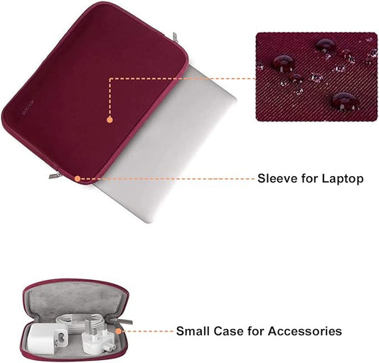 MOSISO Laptop Case 15 inch, 15 inch Laptop Sleeve Bag Compatible with MacBook Air 15 M4 A3241 M3 A3114 M2 A2941 2025 2024 2023, Dell XPS 15, Neoprene Computer Sleeve Bag with Small Case, Wine Red
