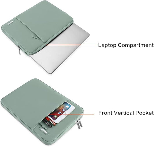 MOSISO Laptop Case 13 inch, 13 inch Laptop Sleeve Compatible with MacBook Air M4 M3 M2 M1 2025-2018 / Pro M2 M1 2025-2016, Polyester Vertical Computer Sleeve Bag with Pocket, Antique Green