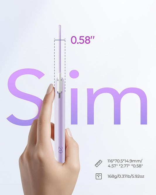 Slim Portable Charger 10000mAh, Travel Power Bank with Built-in USB-C Cable & LED Display, 22.5W Fast Charging Battery Pack Compatible with iPhone 16 15 Samsung S24 S23 -Purple