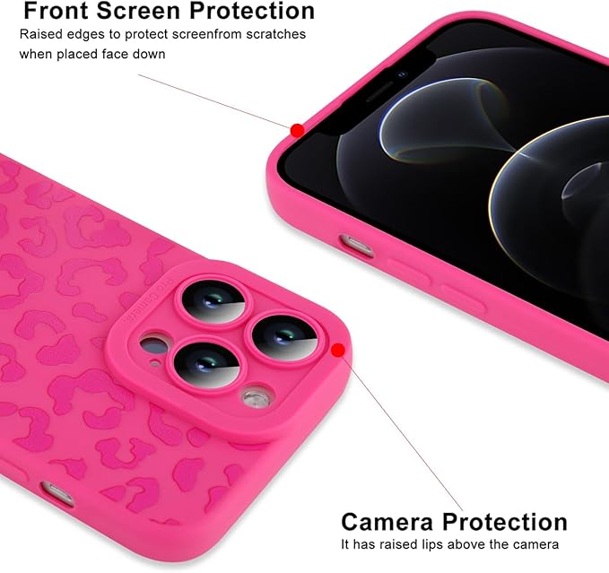 ZIYE for iPhone 11 Pro Max Case Hot Pink Leopard Pattern Phone Case with Camera Protection,Soft TPU Silicone Rubber Protective Cover Cheetah Design Cases Compatible with iPhone 11 Pro Max 6.7 Inch