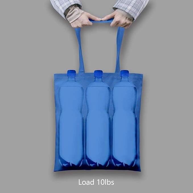 TOPDesign 12-Pack Economical 16"x15" Ocean Blue Cotton Tote Bags, Lightweight Medium Reusable Grocery Shopping Cloth Bags, Suitable for DIY, Advertising, Promotion, Gift, Activity