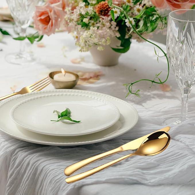 MURRI&MURRDI Stainless Steel Cutlery Set for 1, Reusable Flatware Set with Case, Cutlery Set for Work Stainless Steel Knife Fork Spoon Set 3 Piece (B- 3 Gold)