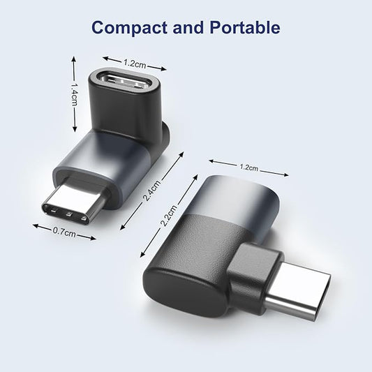 Basesailor 90 Degree USB C Adapter 3Pack,Right Angle USBC Male to Type C Female Extender Connector,USB4 40Gbps 100W Thunderbolt 4 3 Extension Converter for iPhone 17 16 Pro Max,Steam,Switch,MacBook,PC