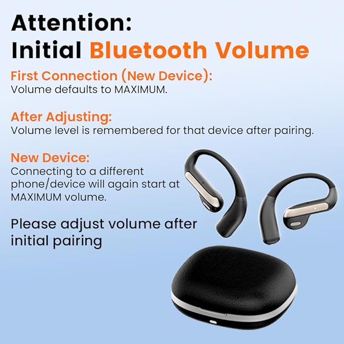 Wireless Earbuds Bluetooth Headphone Sport, 2025 Bluetooth Earbuds Stereo Deep Bass Over Ear Bud with Earhooks, ENC Noise Cancelling Mic,Waterproof Earphone for Workout/Running-Black