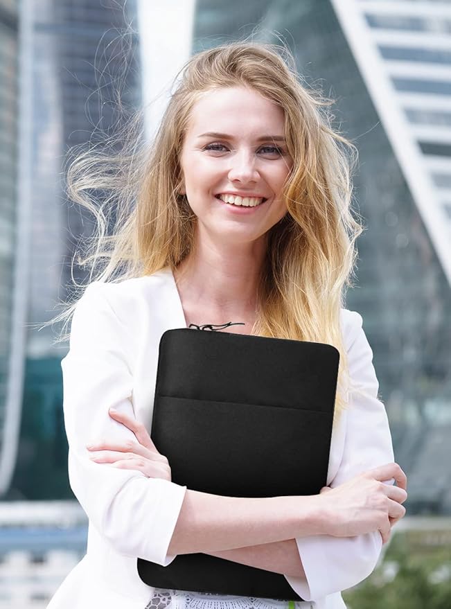 Laptop Case Sleeve 16 inch, Computer Carrying Cover 15.6 inch with Front Pocket, Durable Shockproof Protective Traveling Briefcase Handbags Laptop Sleeve Bag for Notebook, Tablet (Black)